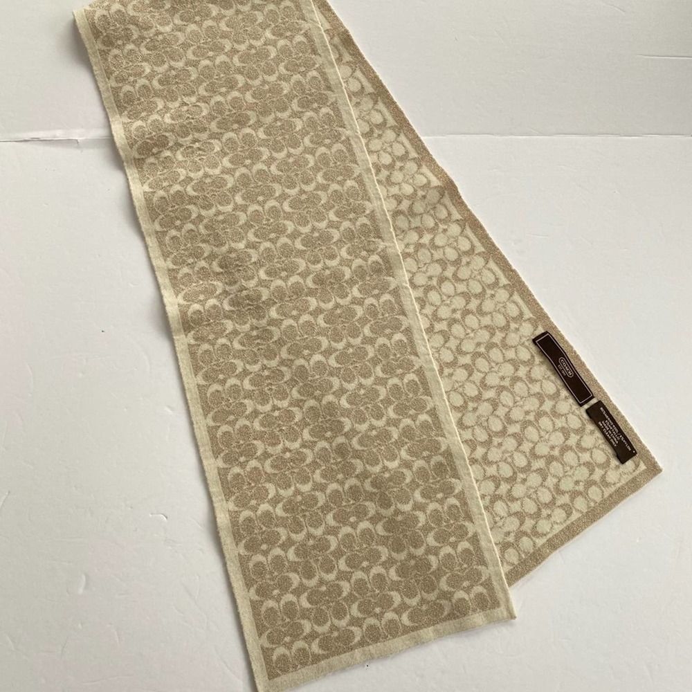 Coach merino wool logo reversible scarf